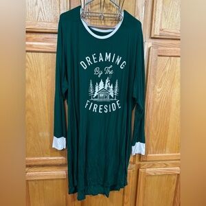 Dreaming By The Fireside Maurices Forest Green Nightdress with Cream Accents